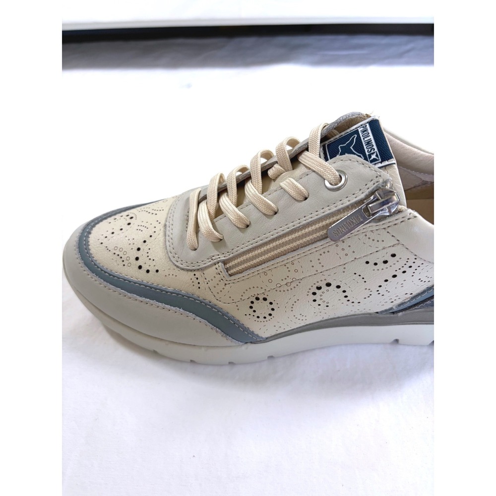 Pikolinos Cantabria Never Worn Cream Grey Leather Perforated Zip Sneakers 38 - Picture 6 of 16